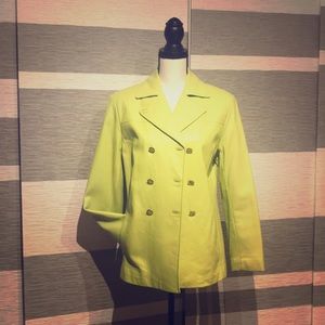 St.John leather Jacket in chartreuse.